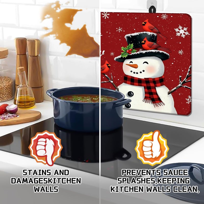 Seimip Christmas Snowmen Stove Cover Let It Snow Winter Stove Top Cover for Kitchen Decor Red Electric Stove Pad Xmas Party Non-Stick Gas Burners Covers Washable Countertop Protector Keep Stove Clean - Image 4